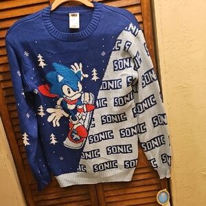 Blue Crewneck Jacket with Sonic Design